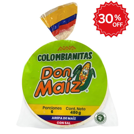 Colombianitas White Corn Arepa with Salt Don Maiz x 6 (480g)