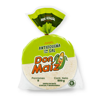 Frozen White Corn Arepa with Salt Don Maiz x 8 (800g)